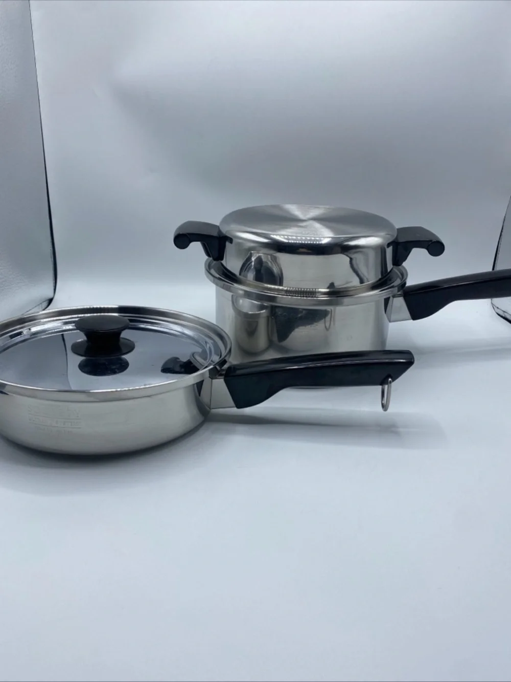 Society Sensi-Tone Cookware Ultrex 7 T304s Steamer Boiler 2 Pots Lid Stainless - Picture 1 of 8